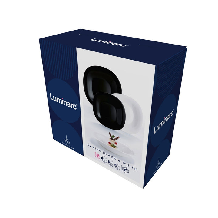 Service à dîner Carine Neo White & Black 18 pièces LUMINARC