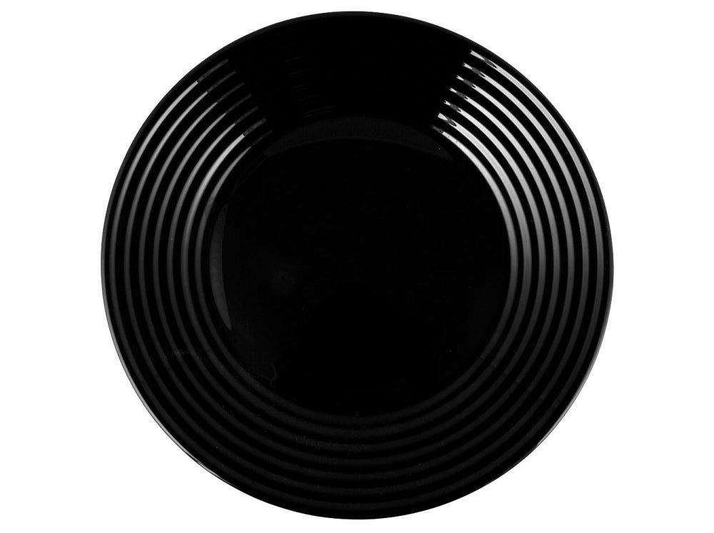 Zwart rond eetbord 25 cm Harena Noir Luminarc