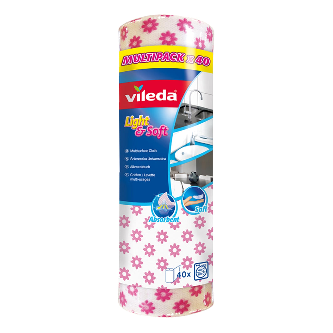 Multifunctioneel Washandje op rol 40 stuks Vileda Light &amp; Soft