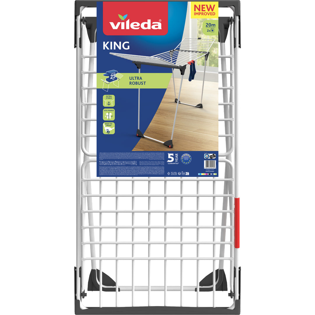 Séchoir à linge sur pied Vileda King avec cordes épaisses en aluminium