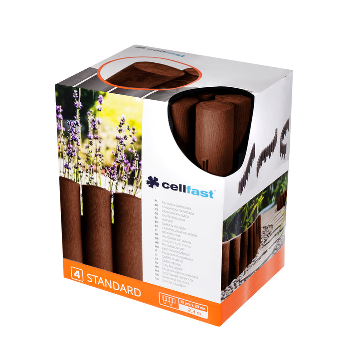 Palissade de jardin plastique effet bois Cellfast 2,3 m marron