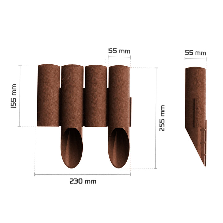 Palissade de jardin plastique effet bois Cellfast 2,3 m marron