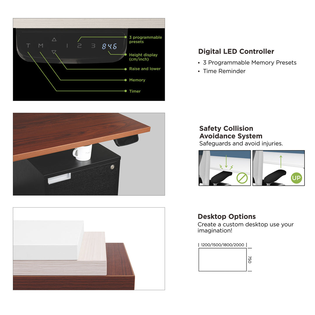 Maclean MC-794 zit-sta bureau met dubbel frame en elektrische hoogteverstelling