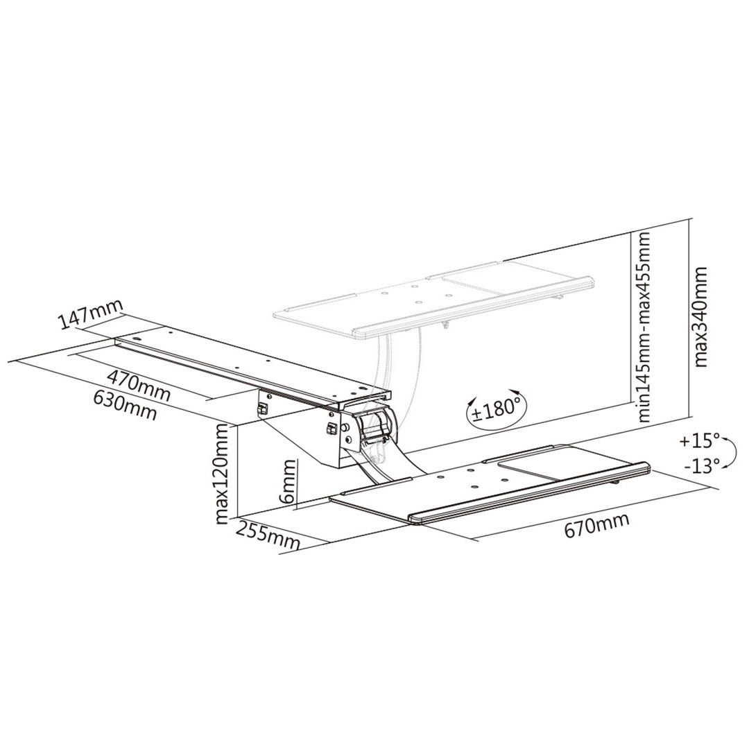 Maclean Brackets MC-795 Verstelbare toetsenbord- en muisstandaard