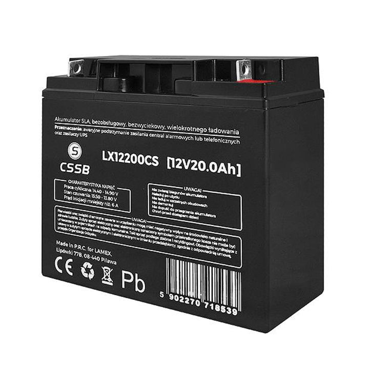 Batterie gel rechargeable 12V 20Ah sans entretien AGM LX12200