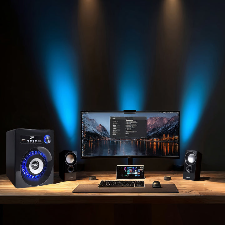 Een set Bluetooth 2.1-luidsprekers FM-radio, TF-kaartingang, AUX, USB-voeding Audiocore AC910