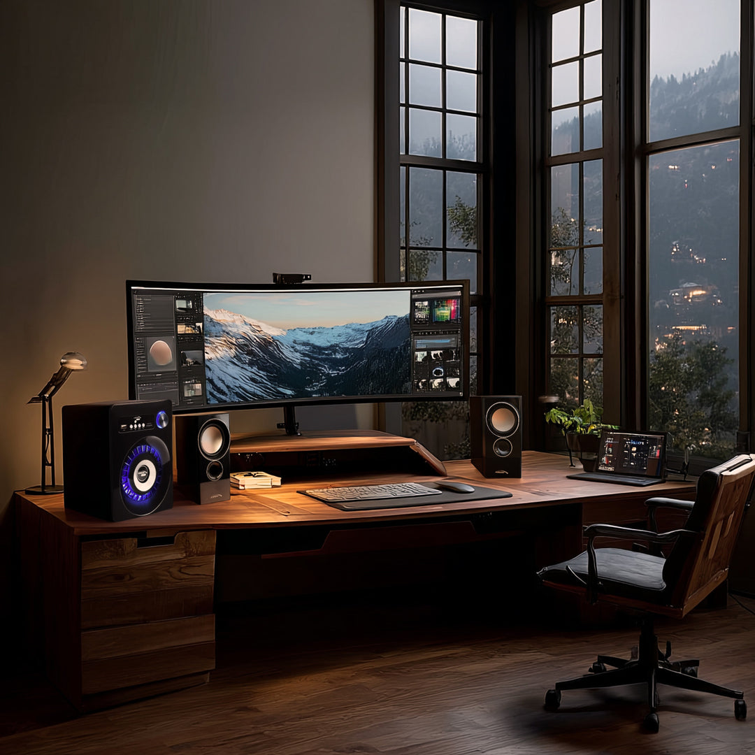 Een set Bluetooth 2.1-luidsprekers FM-radio, TF-kaartingang, AUX, USB-voeding Audiocore AC910