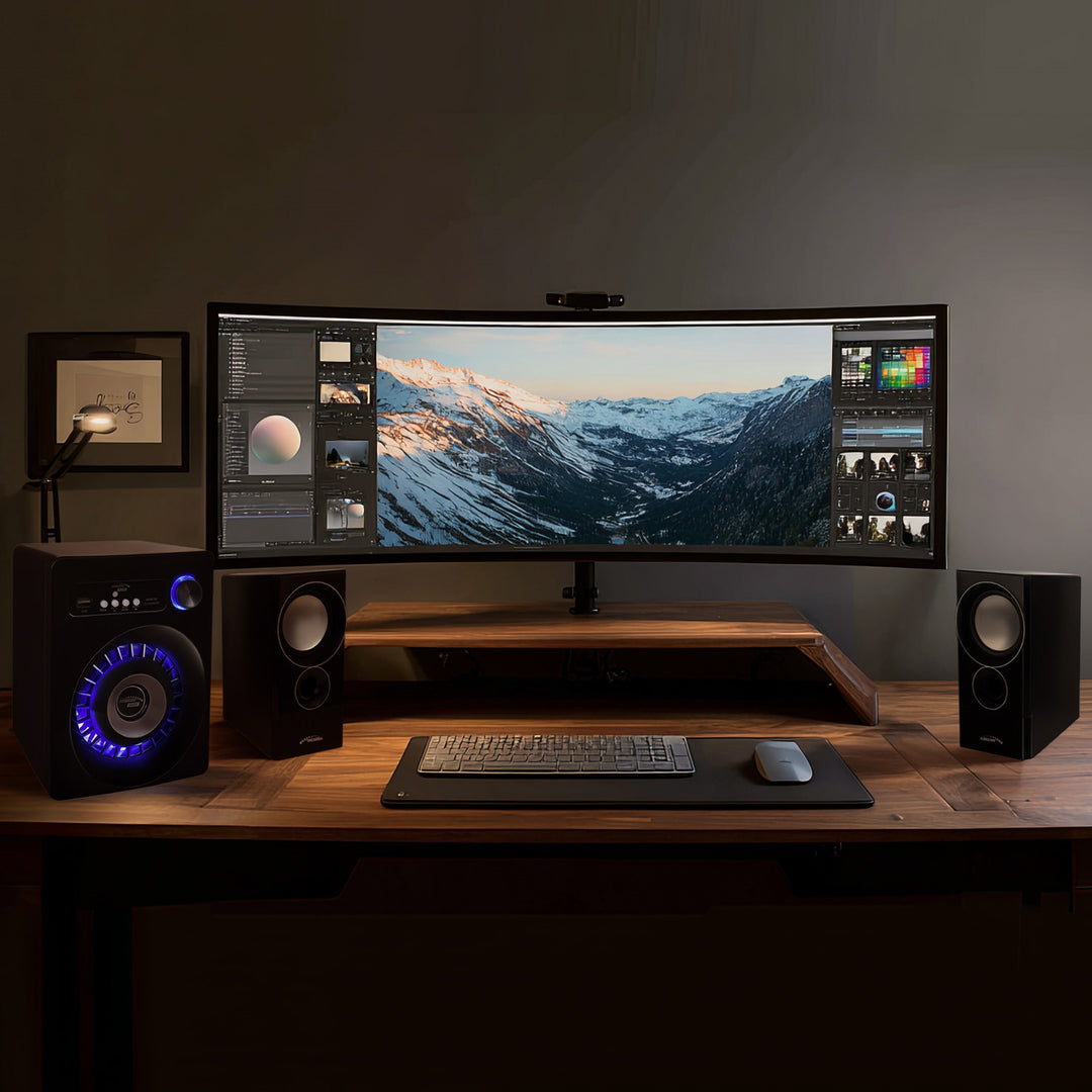 Een set Bluetooth 2.1-luidsprekers FM-radio, TF-kaartingang, AUX, USB-voeding Audiocore AC910