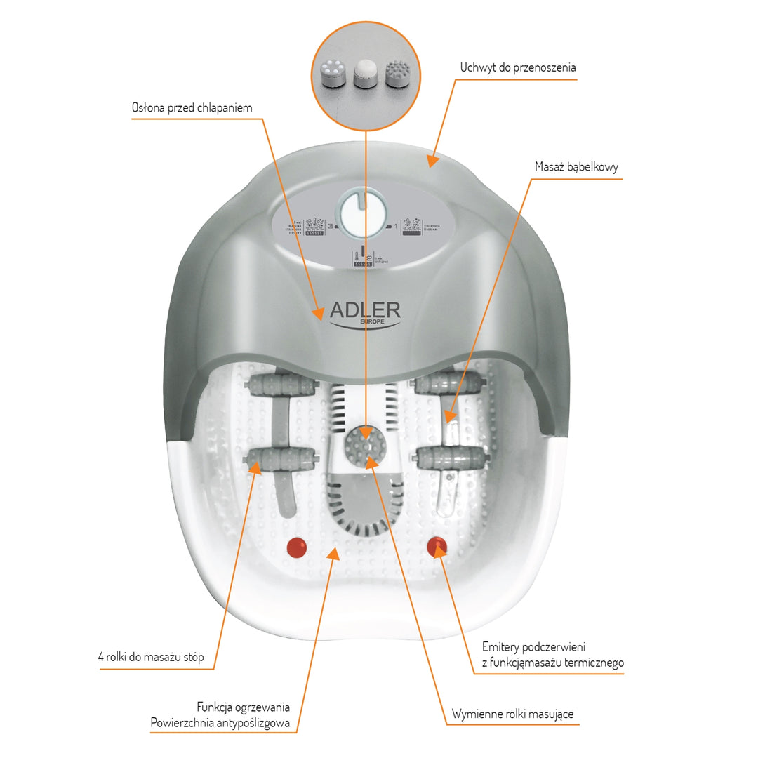 Voetmassageapparaat 80 W capsules ADLER AD2167 SPA grijs