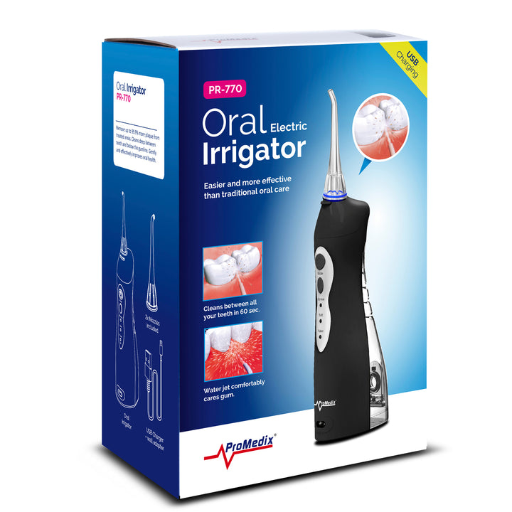 Irrigateur dentaire oral sans fil 2 bouts Promedix PR-770 IPX7 noir