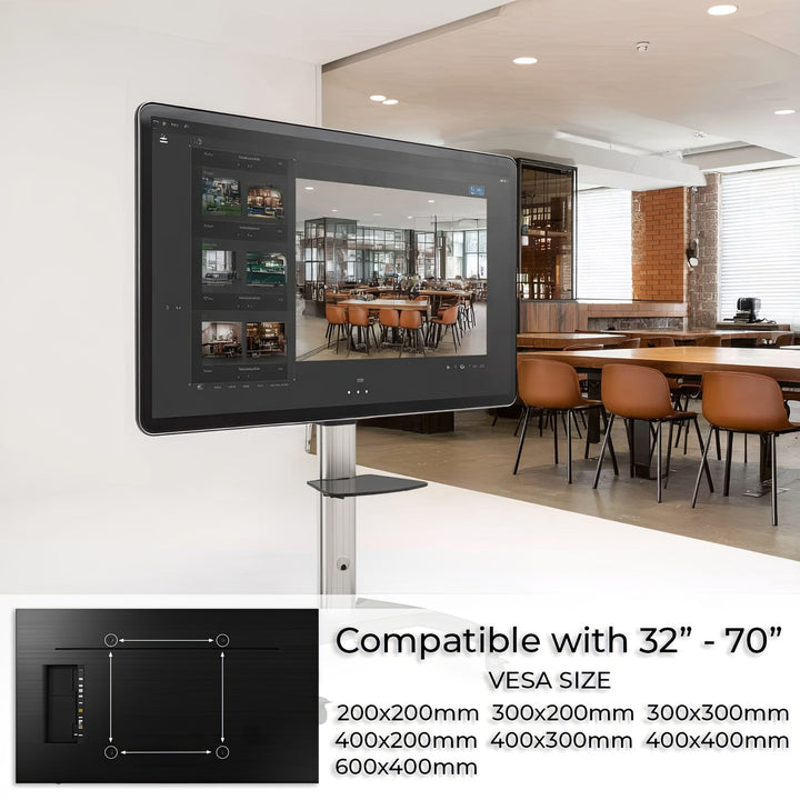 Support universel pour téléviseurs  avec hauteur réglable max 70" charge maximale 50 kg max VESA 600x400 Maclean Brackets MC-801