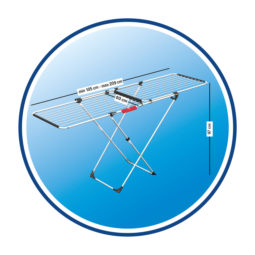 Séchoir à linge extensible Vileda Doble jusqu'à 209 cm de long