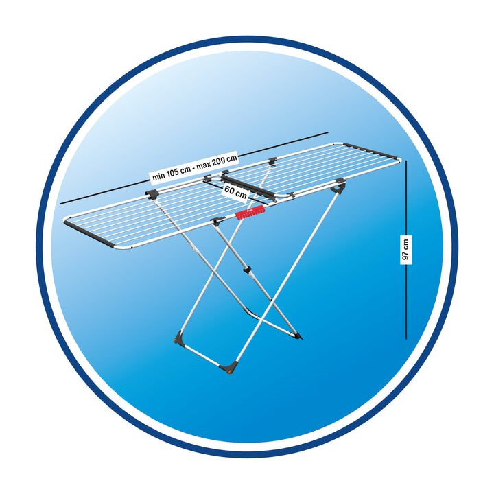 Séchoir à linge extensible Vileda Doble jusqu'à 209 cm de long