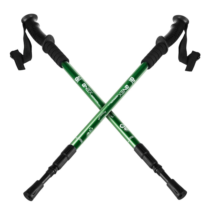 Bâtons de marche nordique en aluminium, télescopiques, 65-135 cm, verts
