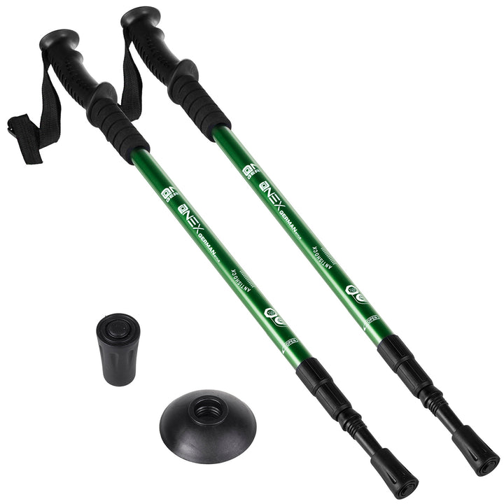 Bâtons de marche nordique en aluminium, télescopiques, 65-135 cm, verts