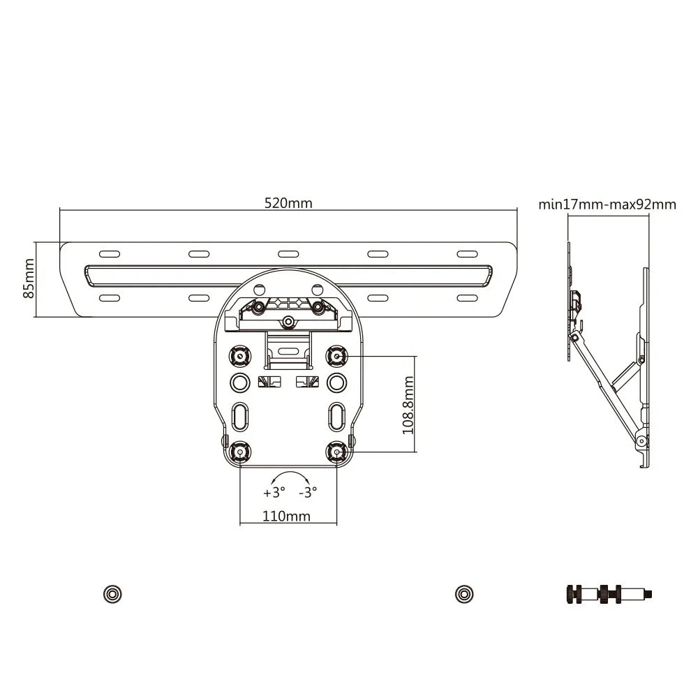 Muurbeugel voor QLED TV Samsung Q7/Q8/Q9 49"-65" tot 50 kg Ultra Slim Maclean MC-806