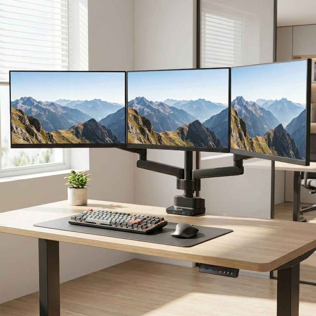 Ondersteuning voor 3 PC-schermen voor kantoor via VESA-klem 75x75 100x100 17-27" Maclean MC-811
