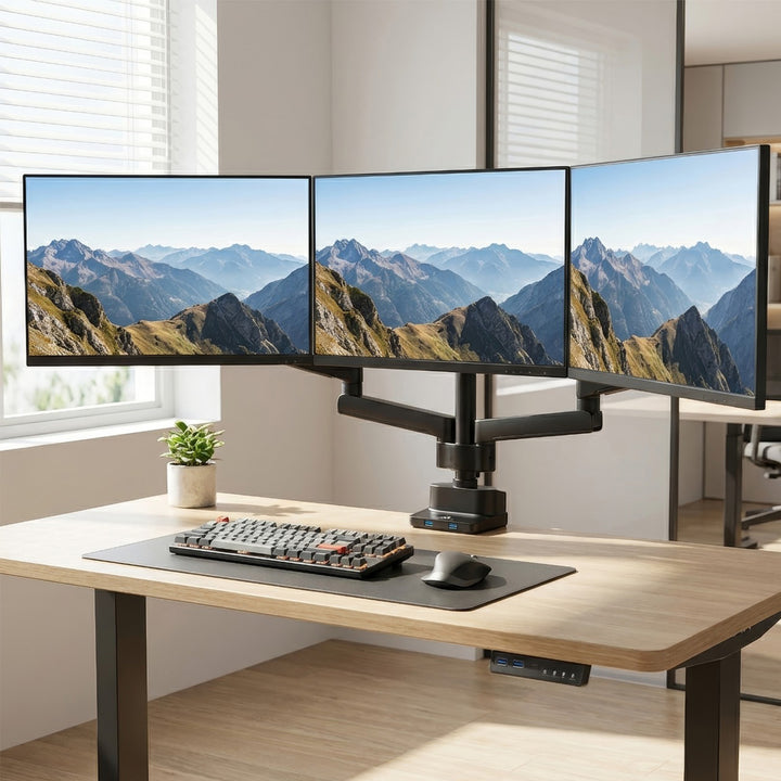 Ondersteuning voor 3 PC-schermen voor kantoor via VESA-klem 75x75 100x100 17-27" Maclean MC-811