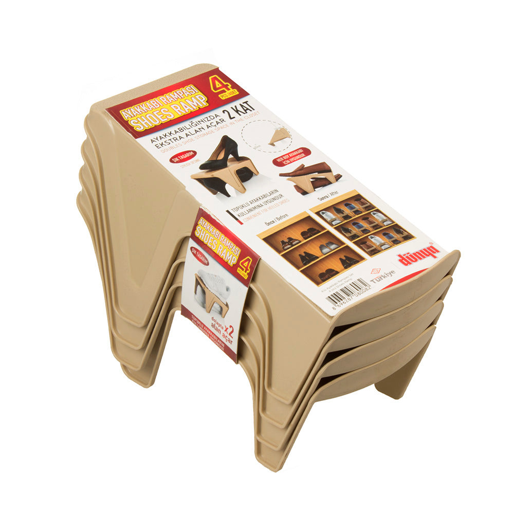 Lot de 4 supports de rangement pour chaussures Dunya - couleur crème
