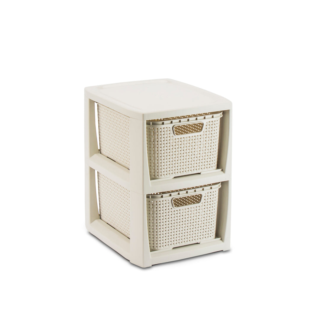 Etagère avec 2 paniers BranQ, blanc antique, haute qualité boite de rangement