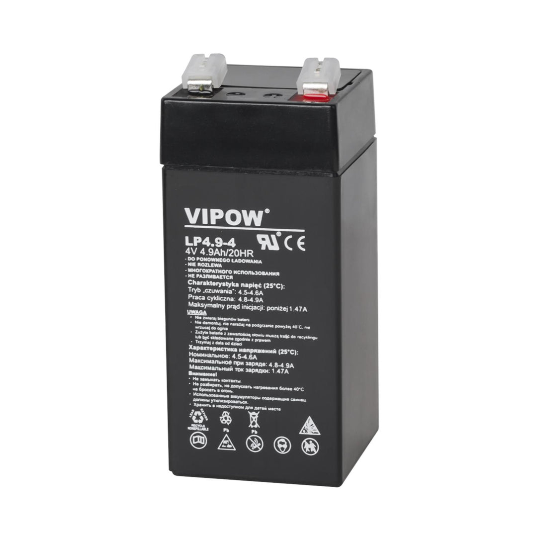 VIPOW Batterie gel rechargeable 4V 4.9Ah Sans entretien Etanche à la fuite Moto Scooter Mobilité Photovoltaïque HQ