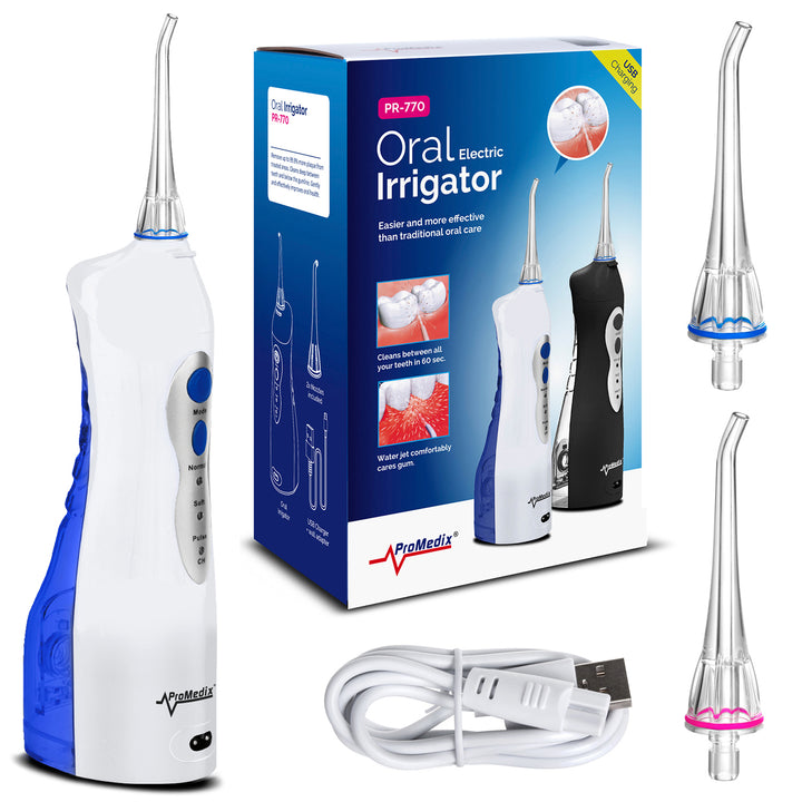 Irrigateur dentaire oral sans fil 2 bouts Promedix PR-770W IPX7 blanc