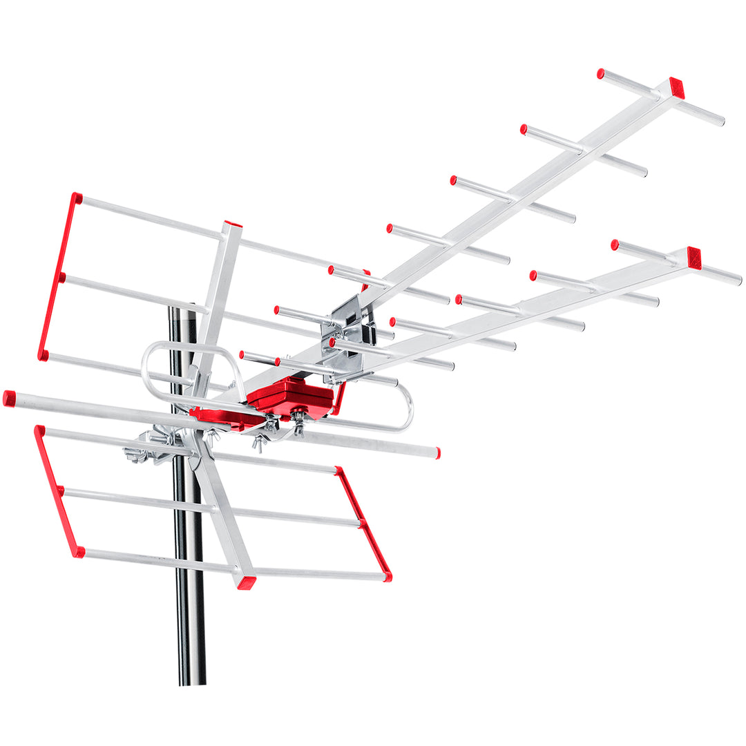 Directionele TV-buitenantenne DVB-T2 HEVC combo UHF VHF actief max. 100dBμV Maclean MCTV-855 Lte-filter