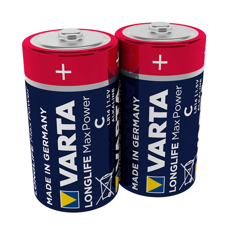 2x piles alcalines Varta Longlife Max Power R14