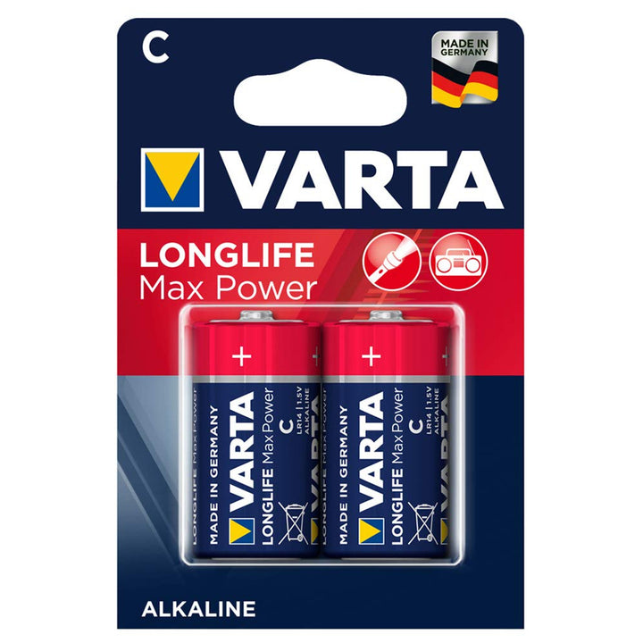 2x piles alcalines Varta Longlife Max Power R14