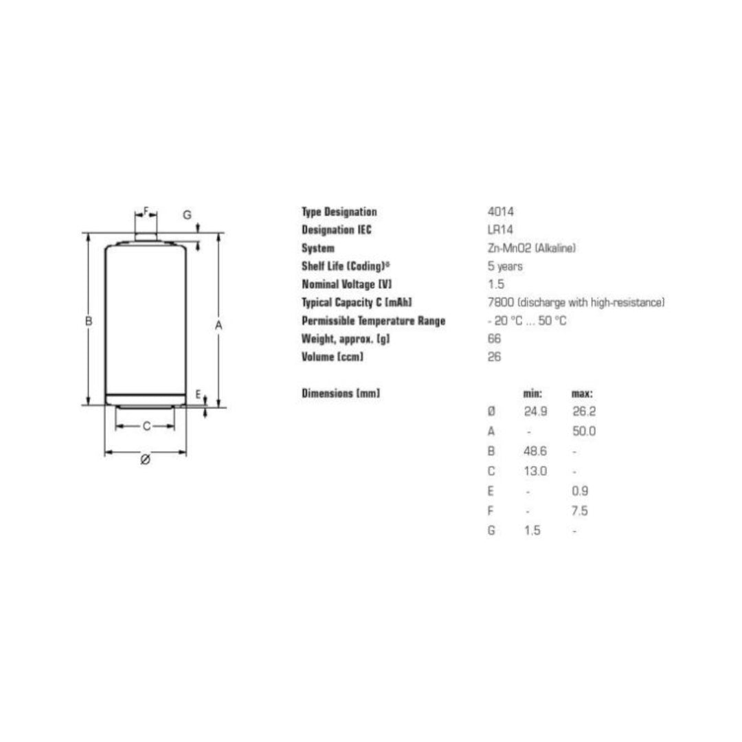 20x Varta Industrial R14/C Folie industriële/professionele alkalische batterijen