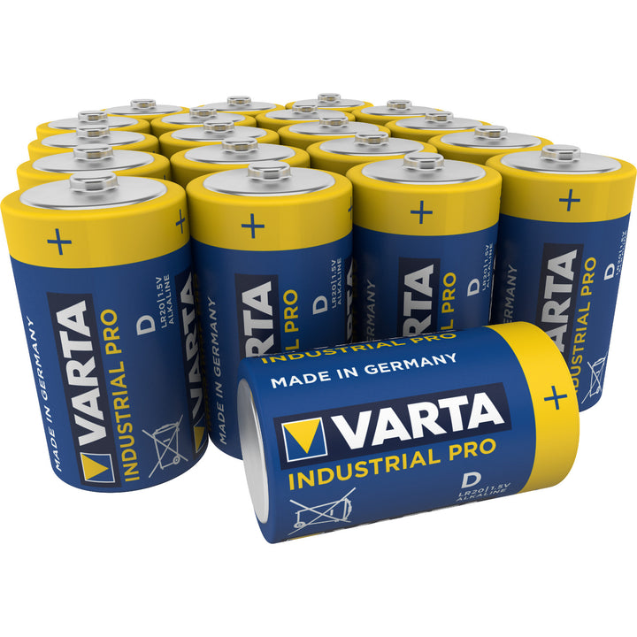 20x Varta Industrial R20/D Folie-alkalinebatterijen voor professionele/industriële toepassingen