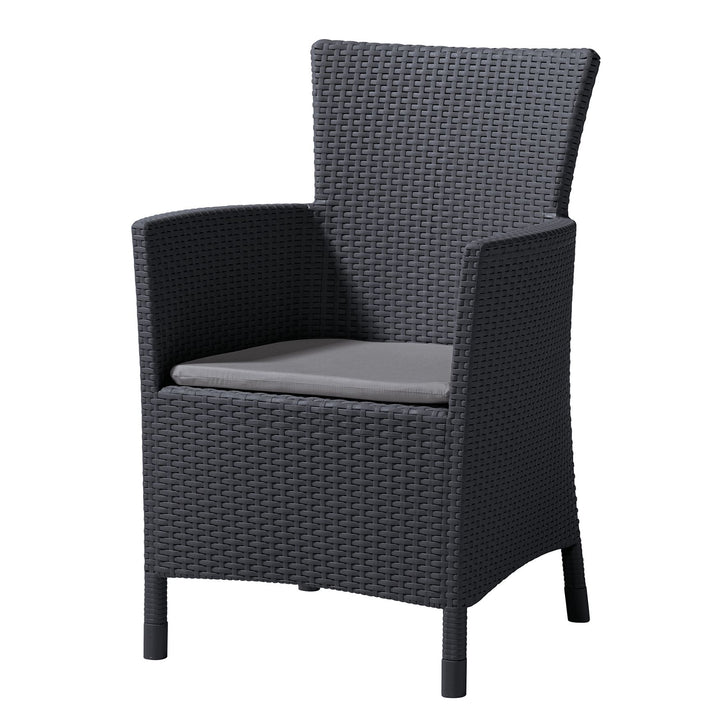 Fauteuil de jardin aspect rotin tressé avec coussin Keter Allibert Iowa graphite