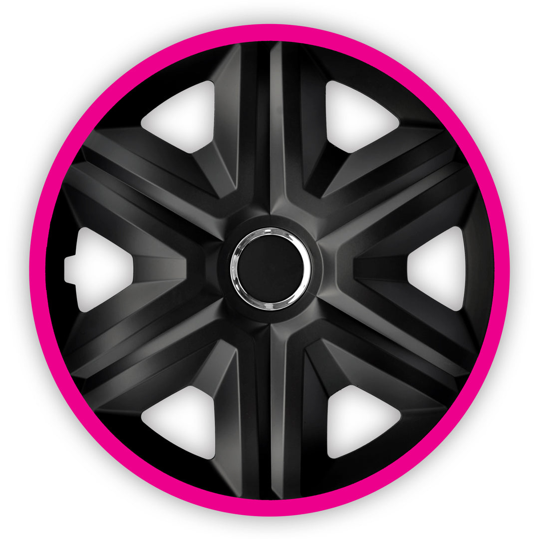 Enjoliveurs de roues noir- rose 14 " lot de 4 pièces FAST LUX