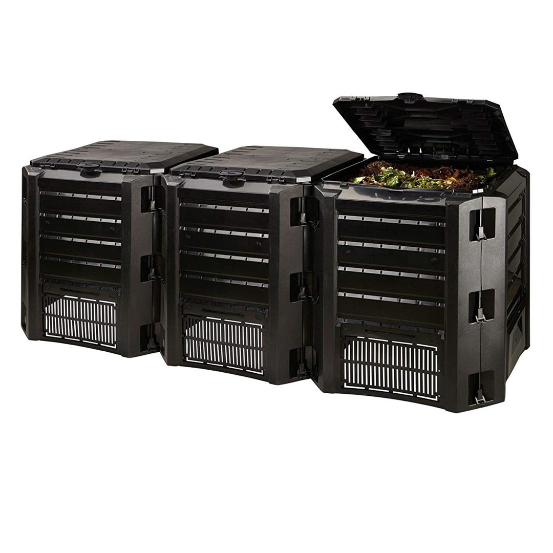 Drievoudige gesegmenteerde composter 1200L 3 modules Zwart COMPOGREEN PROSPERPLAST