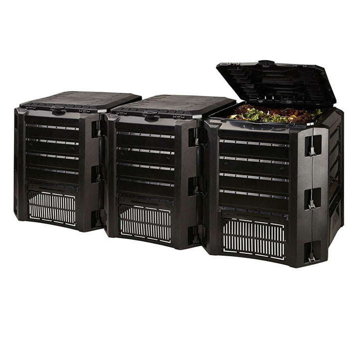 Drievoudige gesegmenteerde composter 1200L 3 modules Zwart COMPOGREEN PROSPERPLAST