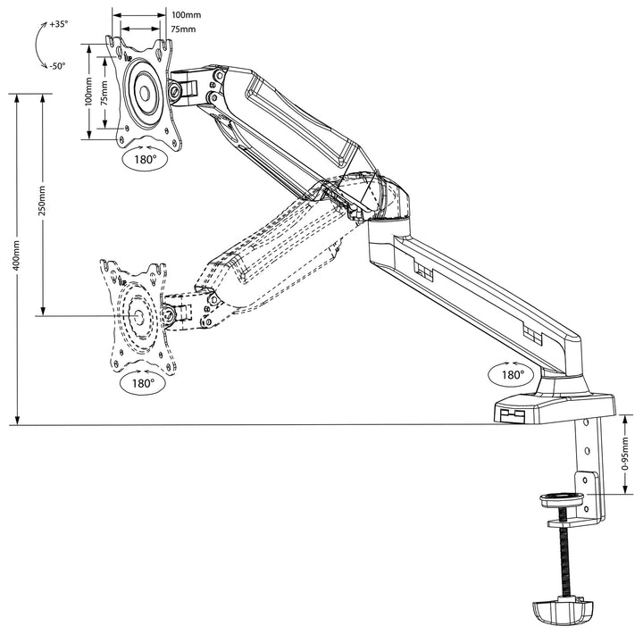 Bureaubeugel voor monitor 13"-27" 8kg Maclean MC-860 zwart