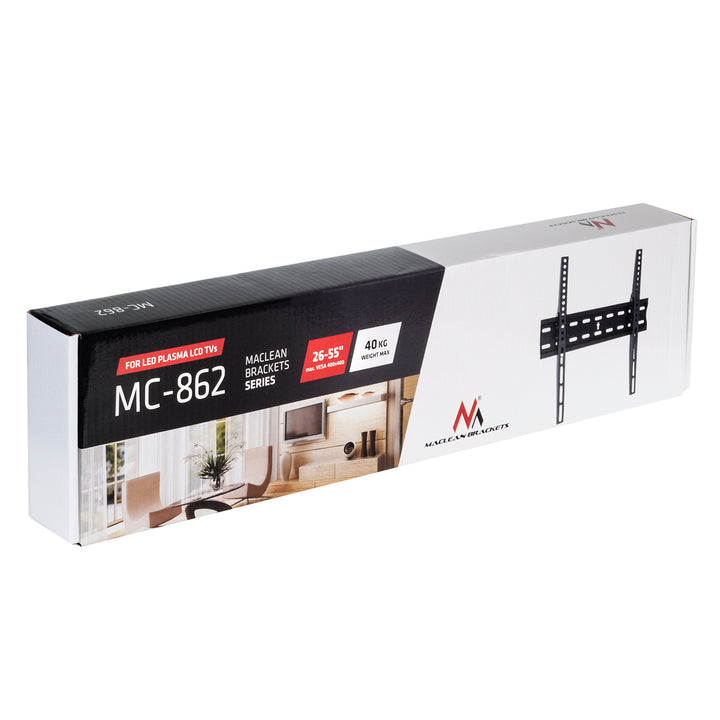 Maclean MC-862 Support mural mural pour téléviseur à écran plasma LCD OLED QLED universel de 26 à 55 kg à 40 kg max VESA 600x400 mm, design mince inclinable