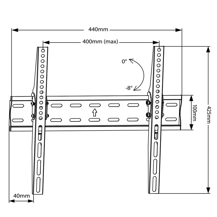 Maclean MC-862 Support mural mural pour téléviseur à écran plasma LCD OLED QLED universel de 26 à 55 kg à 40 kg max VESA 600x400 mm, design mince inclinable