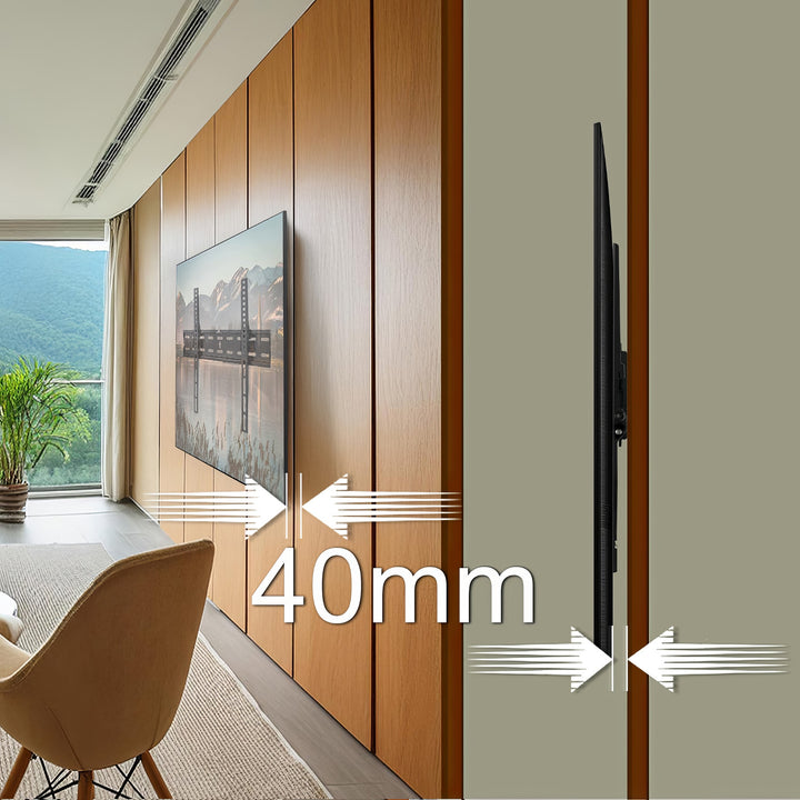 Maclean MC-862 Support mural mural pour téléviseur à écran plasma LCD OLED QLED universel de 26 à 55 kg à 40 kg max VESA 600x400 mm, design mince inclinable