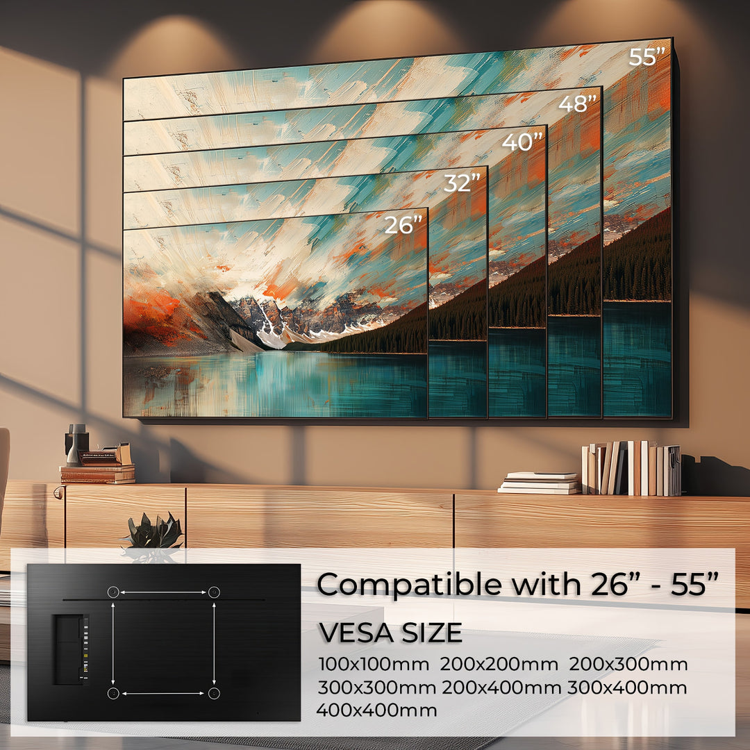 Maclean MC-862 Support mural mural pour téléviseur à écran plasma LCD OLED QLED universel de 26 à 55 kg à 40 kg max VESA 600x400 mm, design mince inclinable