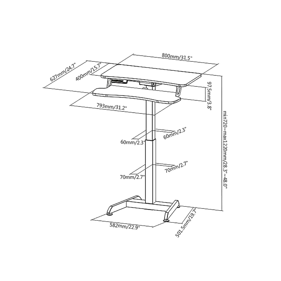 Bureau électrique assis debout réglable en hauteur Maclean MC-835 hauteur 72 - 122 cm, charge max 37 kg