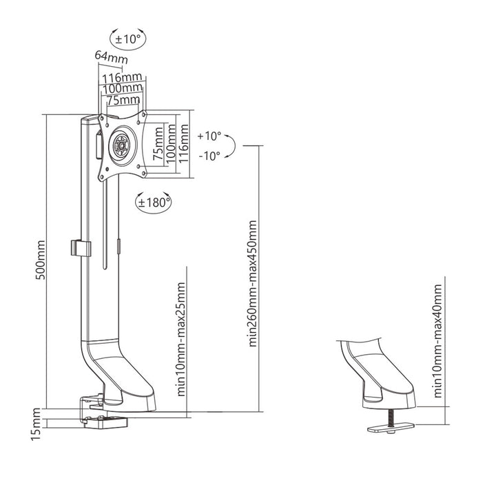 Support de bureau pour écran 17 "-32" 8 kg avec gestion des câbles Maclean MC-853 compatible avec MC-848 et MC-849