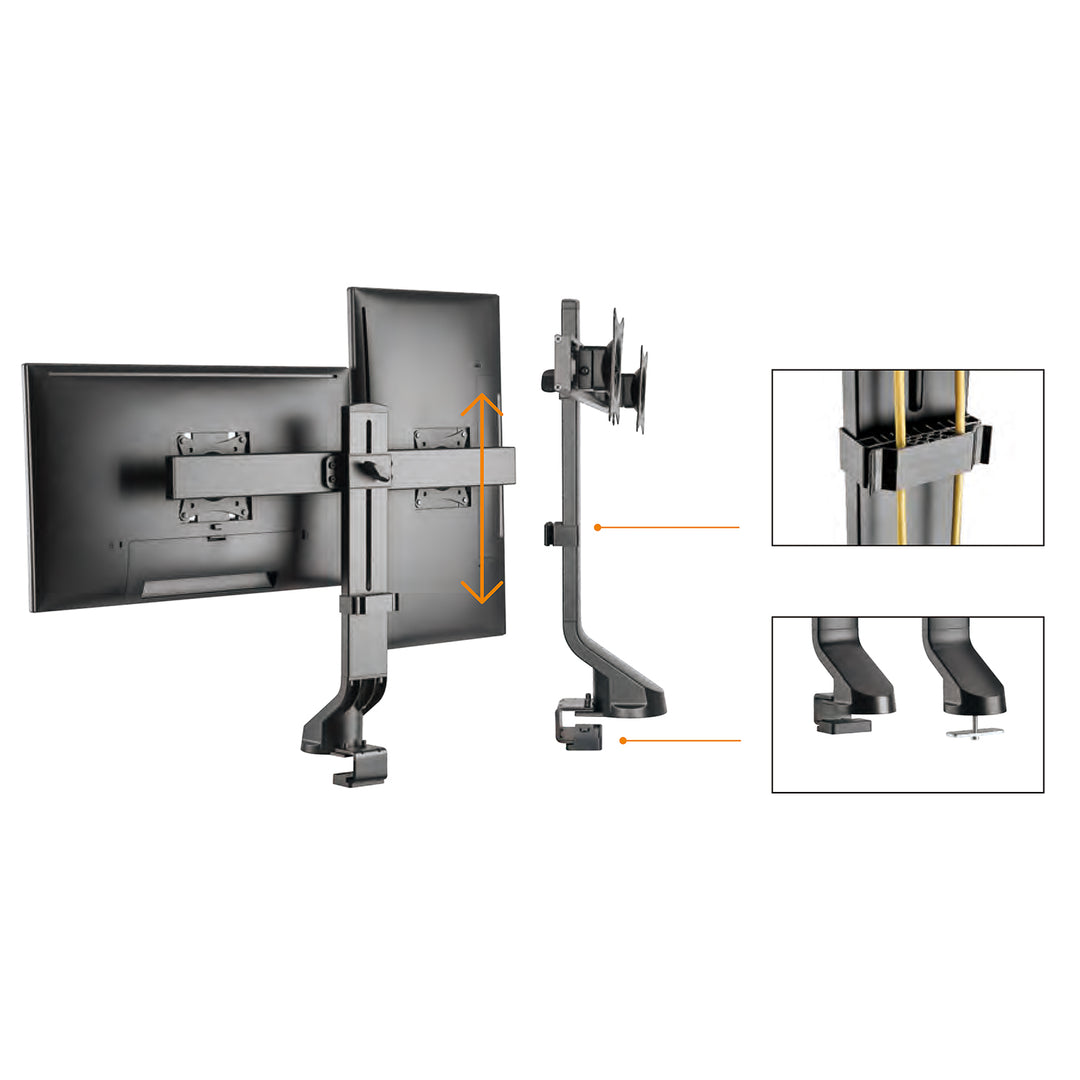 Dubbele bureaustandaard 17"-27" max. belasting 14 kg Maclean MC-854 compatibel met MC-848 en MC-849