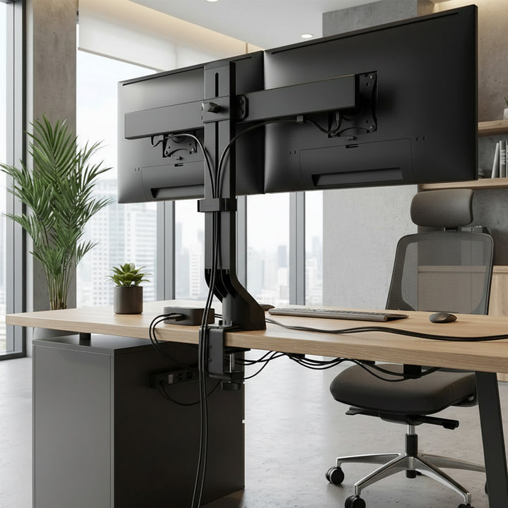 Dubbele bureaustandaard 17"-27" max. belasting 14 kg Maclean MC-854 compatibel met MC-848 en MC-849