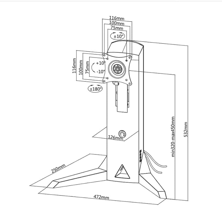 Support libre pour moniteur contrepoids 17-32 " 8kg VESA 75x75 100x100 NanoRS RS110