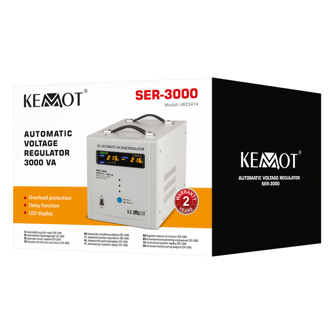 Stabilisateur de tension automatique avec affichage LED KEMOT SER-3000