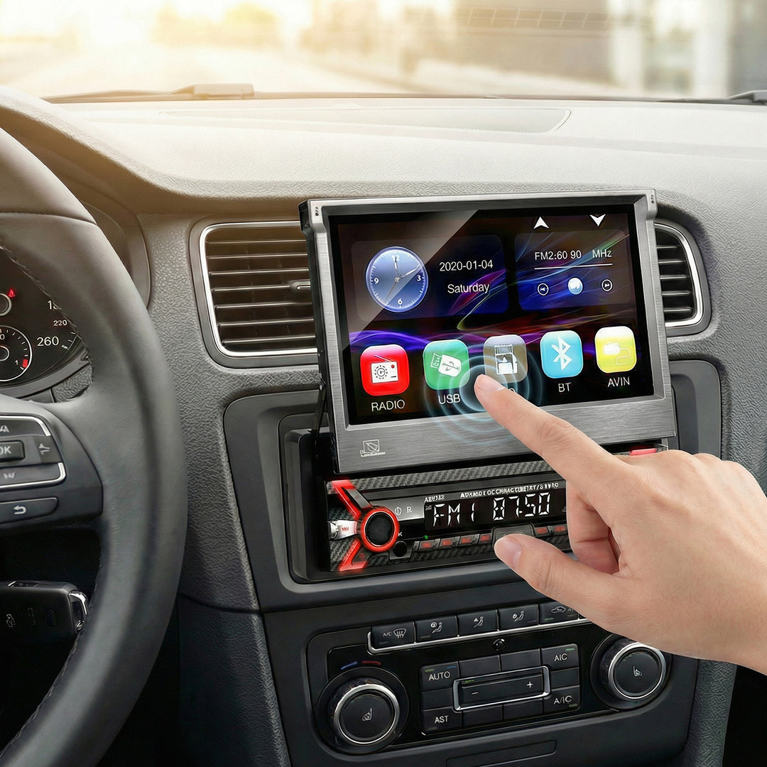 Autoradio multimédia Bluetooth mains libres LCD 7" écran tactile 1080P MP5 AVI DivX  RDS télécommande radio numérique 1 DIN