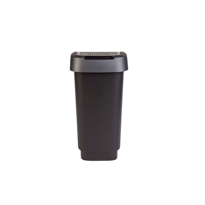 Bac pivotant Rotho Twist 10L noir et argent