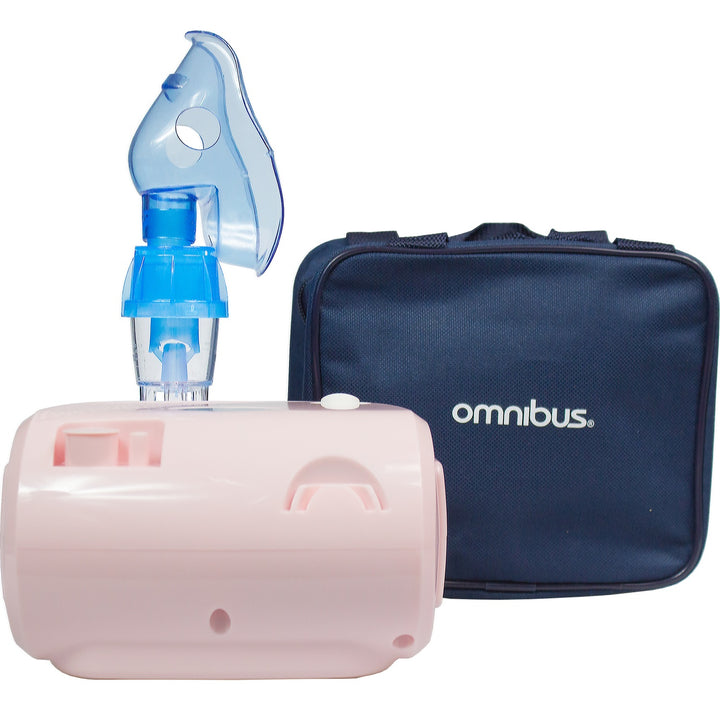 Vernevelaar-inhalator met maskers, slangen en filters roze Omnibus BR-CN116B