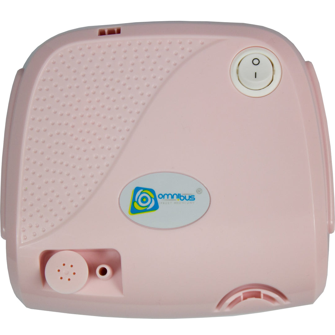 Vernevelaar-inhalator met maskers, slangen en filters roze Omnibus BR-CN116B